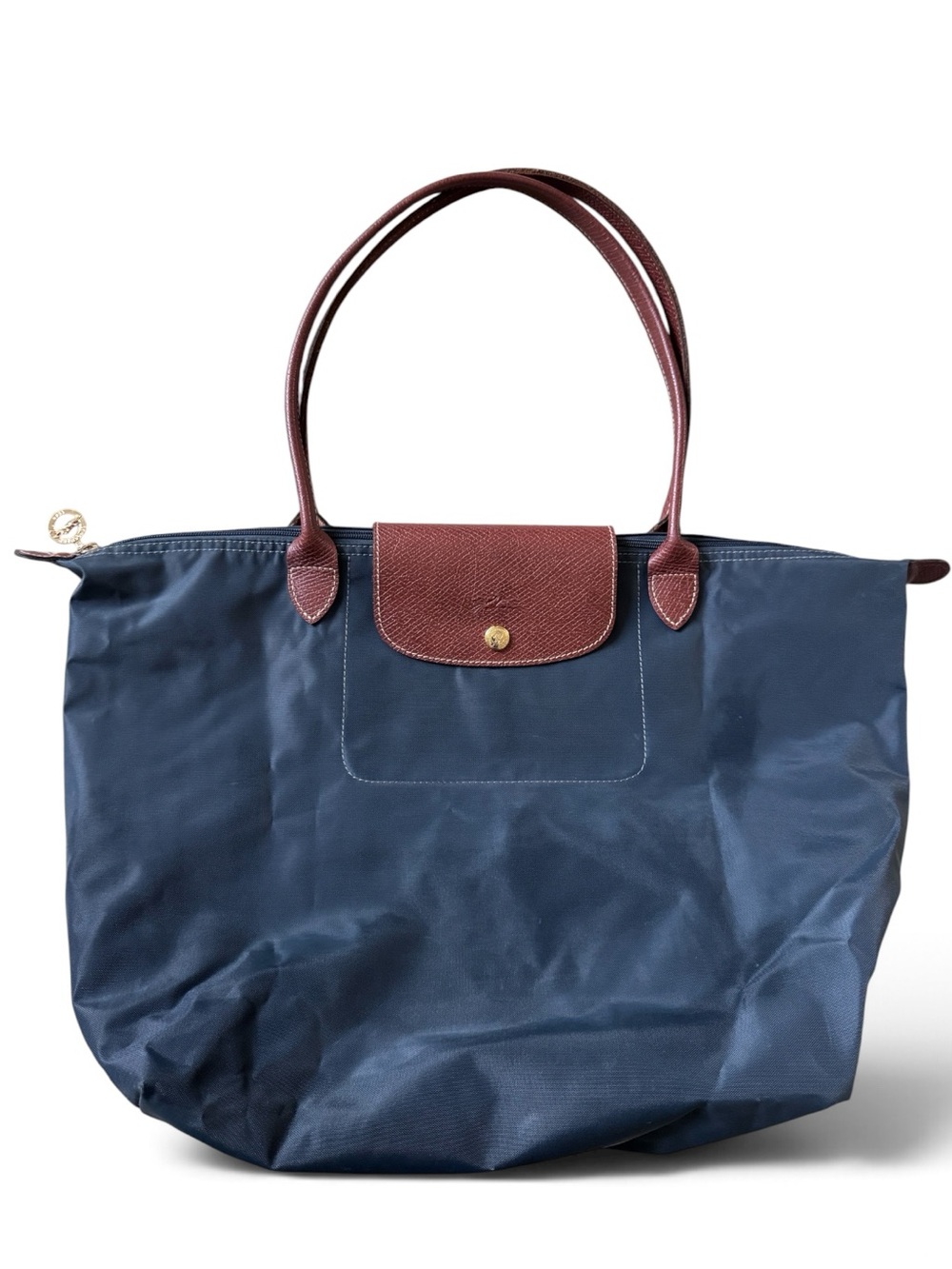 Authentic Longchamp Le Pliage Large Gray Nylon Shoulder Tote Bag